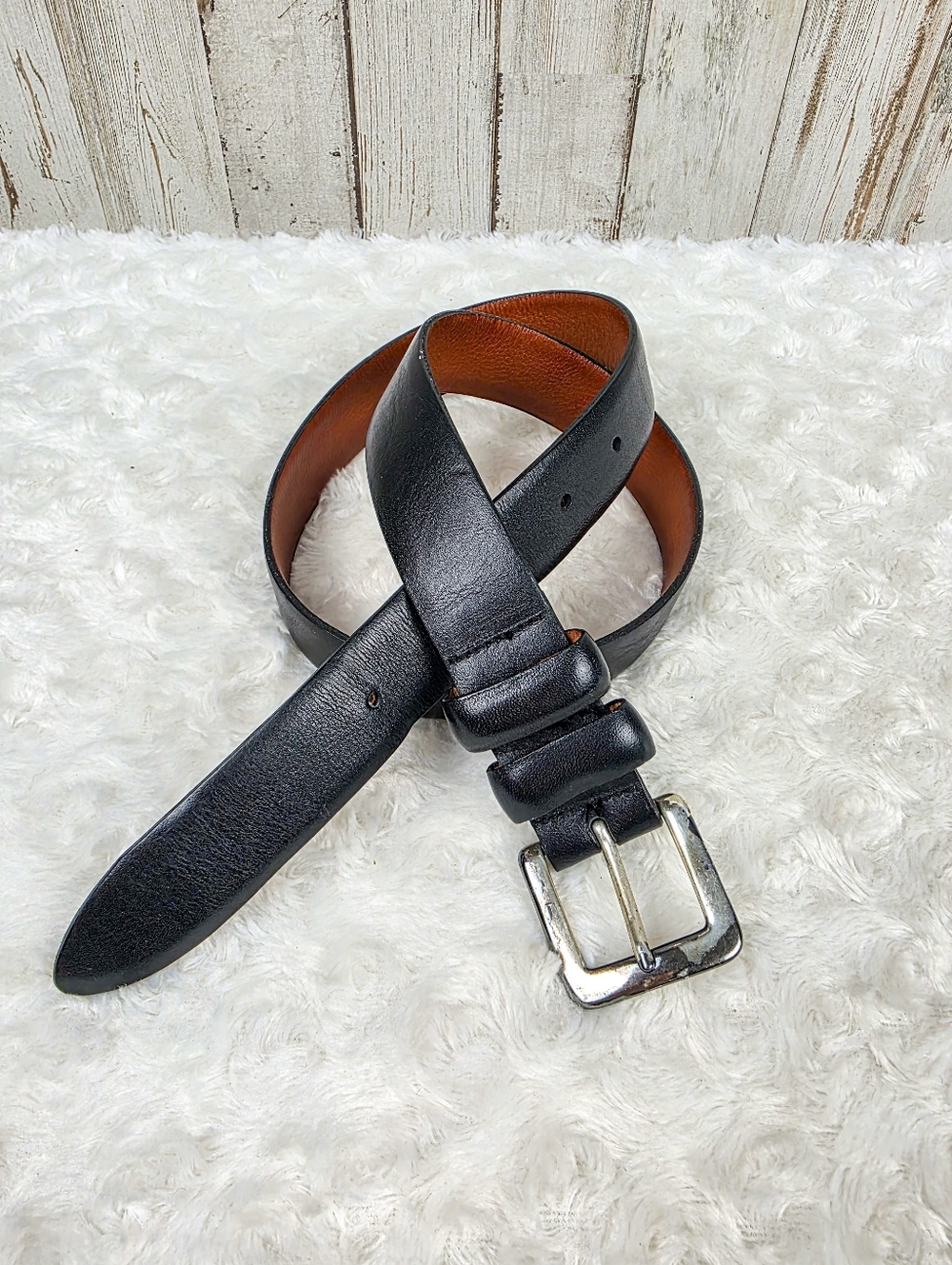 Kenneth Cole Leather Black Belt Size 32
